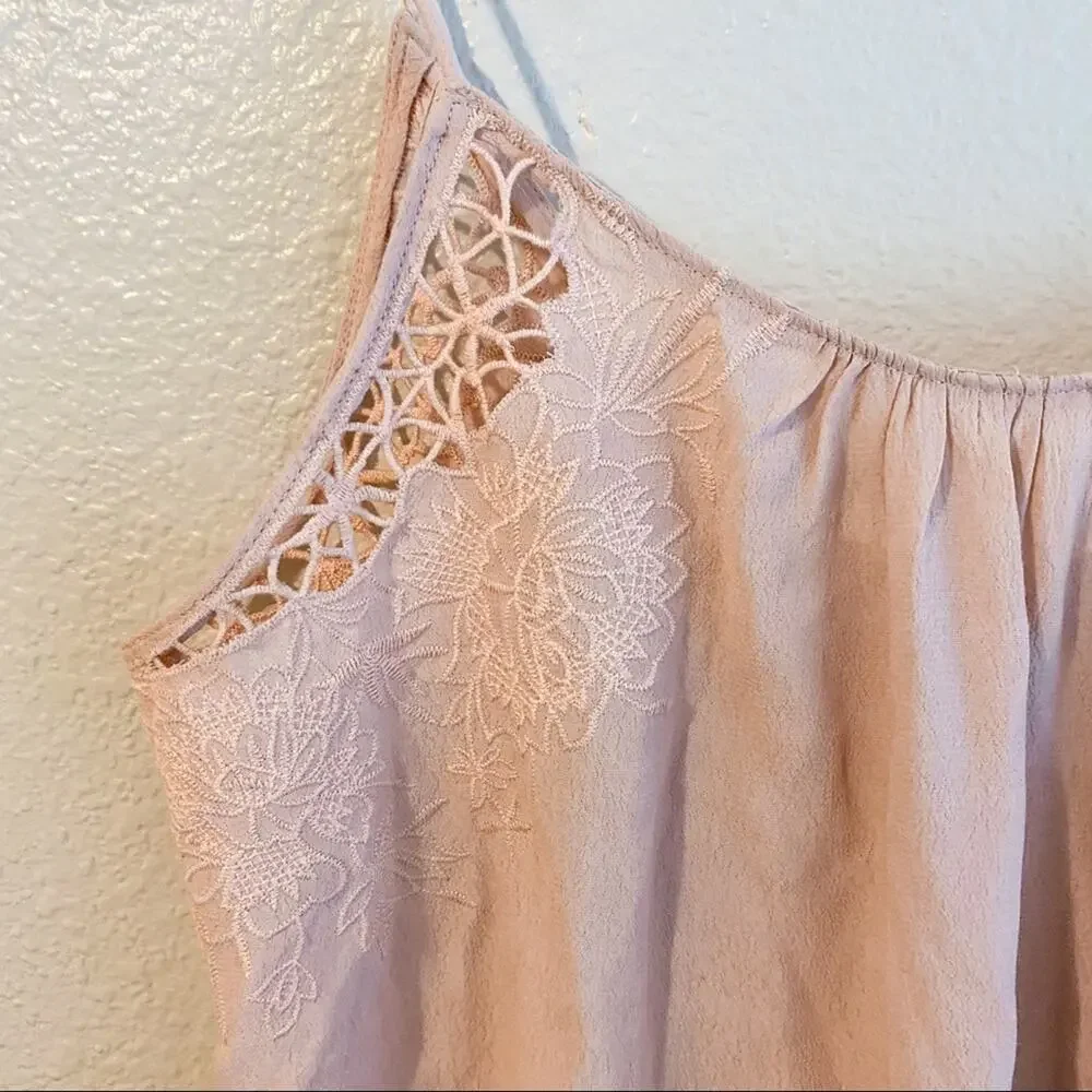 ASTR Pink Eyelet Embroidered Tank Top - Picture 2 of 4